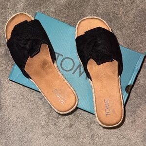 TOMS Black Espadrille Slide Sandals